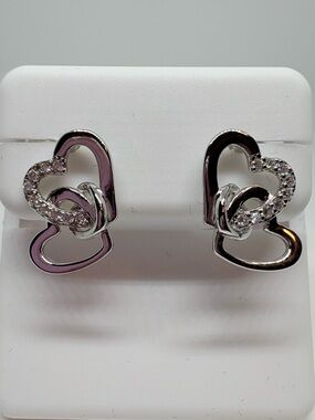 Sterling Silver Moissanite Heart Earrings